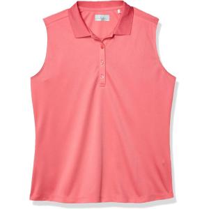 imageCallaway Womens OptiDri Sleeveless Golf Polo with UV Block Sun Protection Flexible Fit Ladies Performance ApparelCamellia Rose