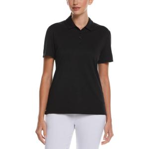imageCallaway Womens Tournament Short Sleeve Golf Polo Shirt Added Stretch MoistureWicking Sun ProtectionCaviar Black