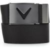 imageCallaway Mens VLogo Web Golf Belt Durable Textured Stretch Material Metal Tip ampamp Adjustable Buckle Solid ColorBlack