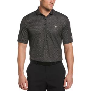 imageCallaway Mens Pro Spin Chevron Jacquard Short Sleeve Golf Polo Shirt MoistureWicking Durable Textured FabricCaviar Black