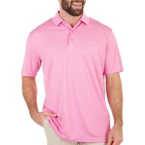 imageCallaway Mens Pro Spin Chevron Jacquard Short Sleeve Golf Polo Shirt MoistureWicking Durable Textured FabricPink Sunset