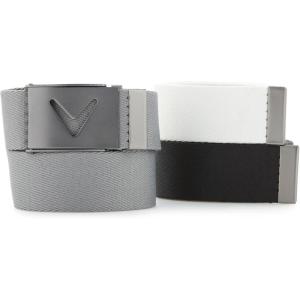 imageCallaway Mens VLogo Web Golf Belt Durable Textured Stretch Material Metal Tip ampamp Adjustable Buckle Solid ColorBlack