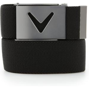 imageCallaway Mens VLogo Web Golf Belt Durable Textured Stretch Material Metal Tip ampamp Adjustable Buckle Solid ColorCaviar Black