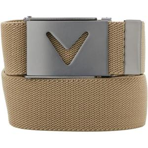 imageCallaway Mens VLogo Web Golf Belt Durable Textured Stretch Material Metal Tip ampamp Adjustable Buckle Solid ColorChinchilla