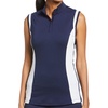image:imageCallaway Womens Color Block Snap Front Sleeveless Golf Polo Shirt with Mesh Top DetailPeacoat