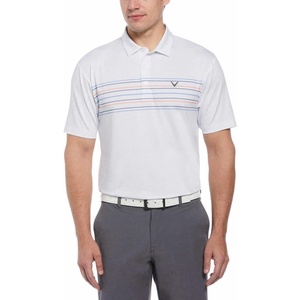 image:imageCallaway Mens Short Sleeve Core Performance Golf Polo Shirt with Sun ProtectionBlueGrayCoral Chest Stripe White