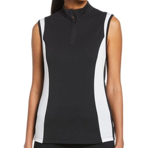 image:imageCallaway Womens Color Block Snap Front Sleeveless Golf Polo Shirt with Mesh Top DetailCaviar