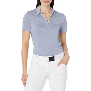 image:imageCallaway Womens Quarter Zip Short Sleeve Heather Golf Polo ShirtBlue Indigo Htr