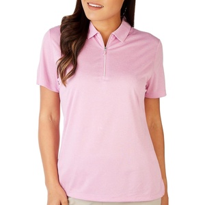 image:imageCallaway Womens Quarter Zip Short Sleeve Heather Golf Polo ShirtSunset Pink Htr