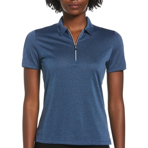 image:imageCallaway Womens Quarter Zip Short Sleeve Heather Golf Polo ShirtTrue Navy Htr
