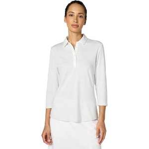 image:imageCallaway Womens Swingtech 34 Sleeve Space Dye Golf Polo ShirtBrilliant White