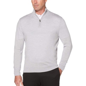 image:imageCallaway Weather Series Mens 14 Zip Golf Sweater with Mock Collar Thermal Merino Wool Breathable Soft FabricPearl Blue Heather